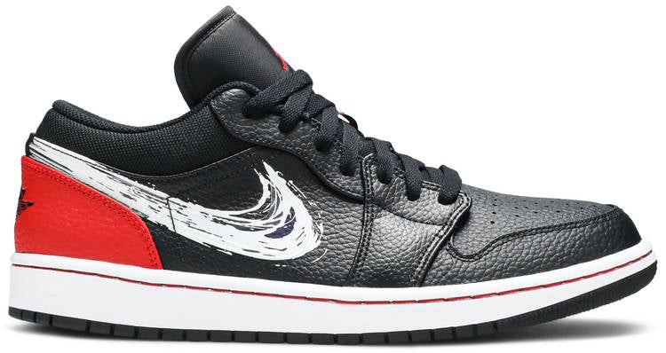 Air Jordan 1 Low Brushstroke Swoosh 'black Red' Da4659-001