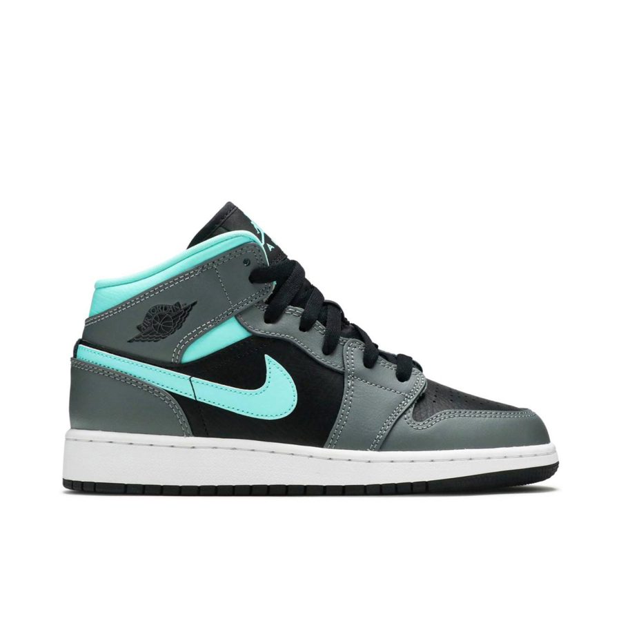 Air Jordan 1 Mid Grey Aqua Gs 554725-063