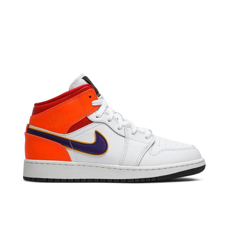 Air Jordan 1 Mid Gs White Court Purple Teal 554725-128