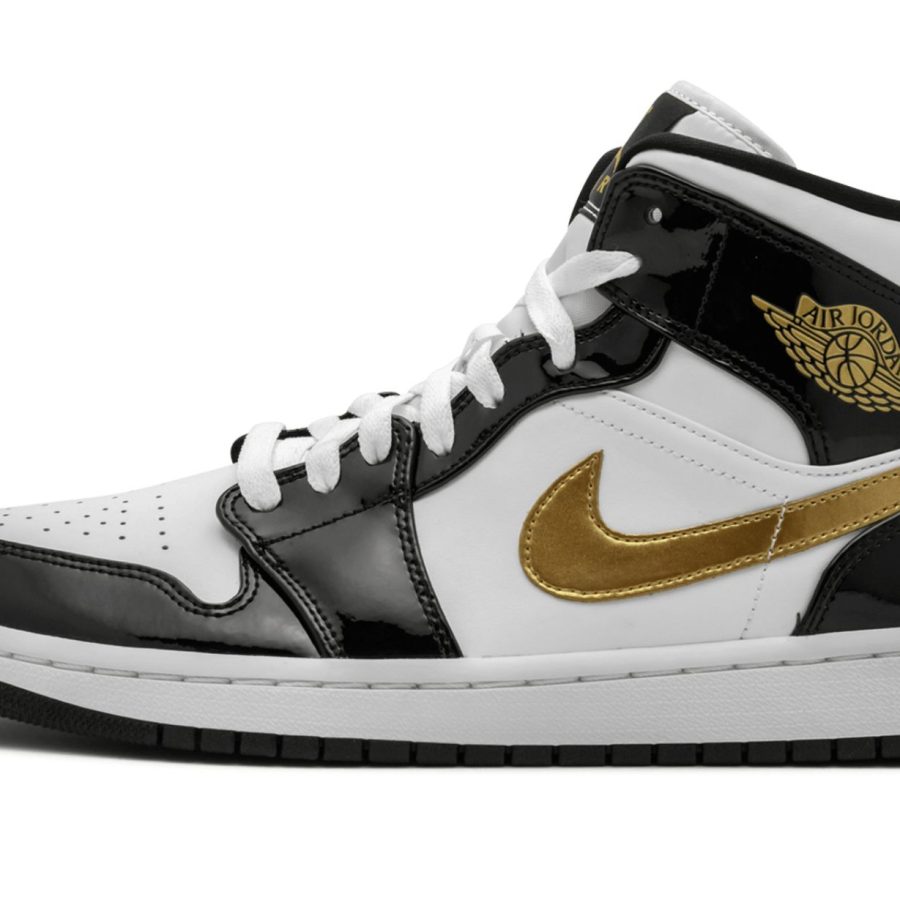 Air Jordan 1 Mid Se black Gold Patent Leather