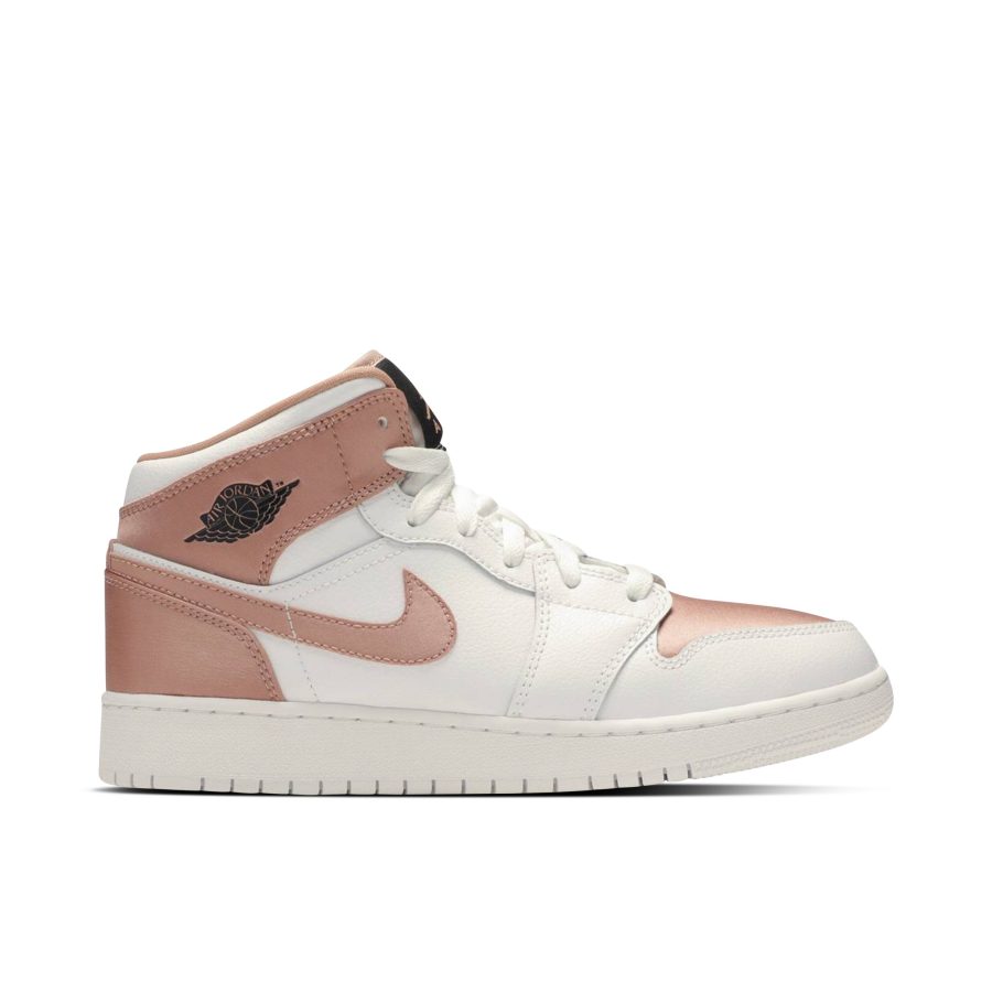 Air Jordan 1 Mid White Rose Gold Gs 555112-190