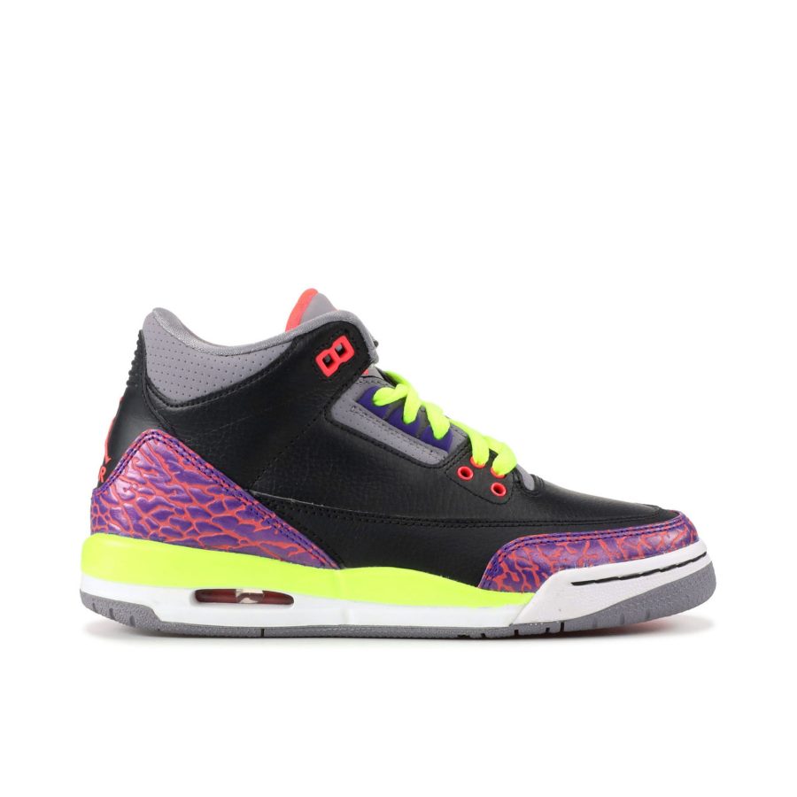 Air Jordan 3 Retro Gs Black Atomic Red Volt 441140-039