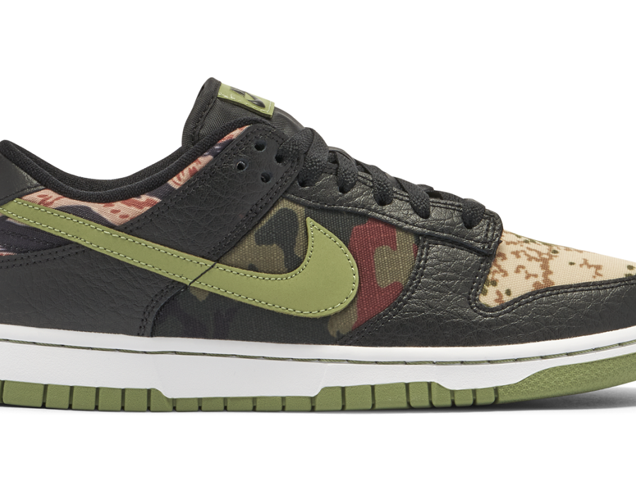 nike dunk low crazy camo oil green