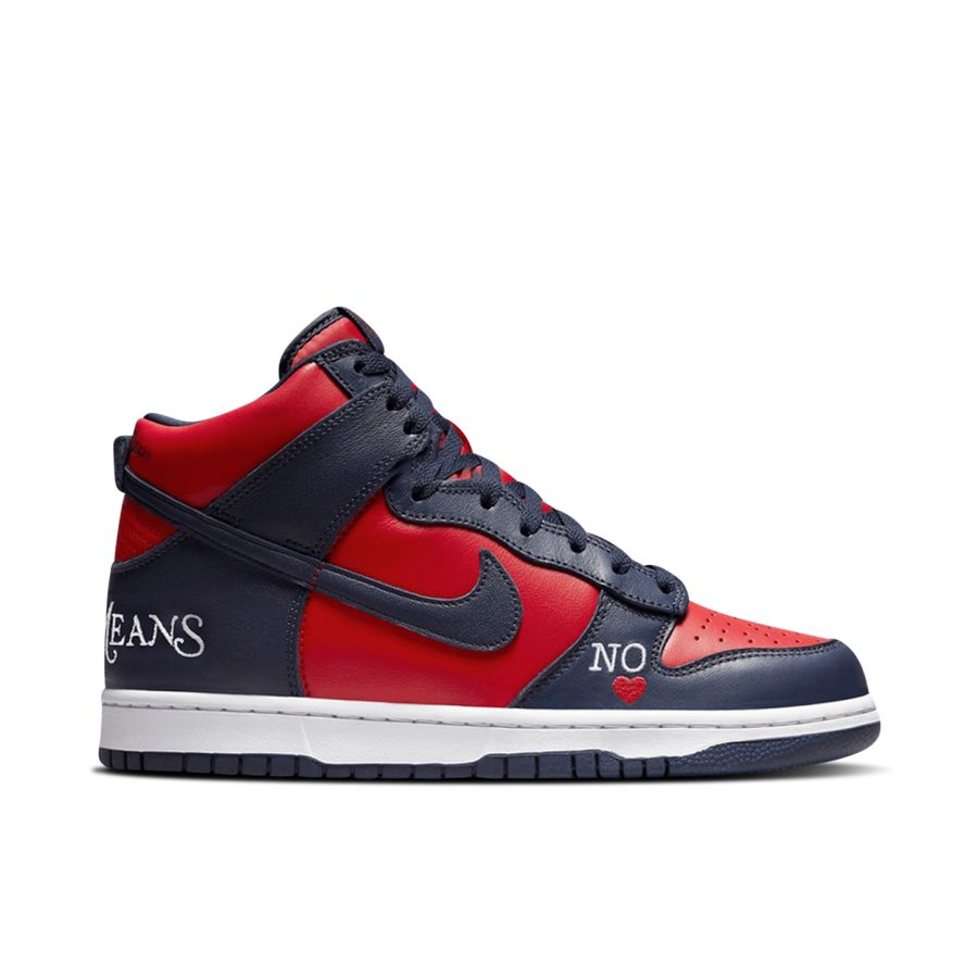Supreme X Nike Sb Dunk High By Any Means Red Navy Dn3741-600