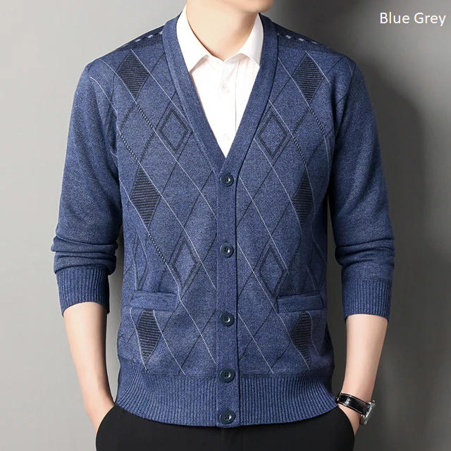 Vintage Men Knitted Sweaters Cardigan
