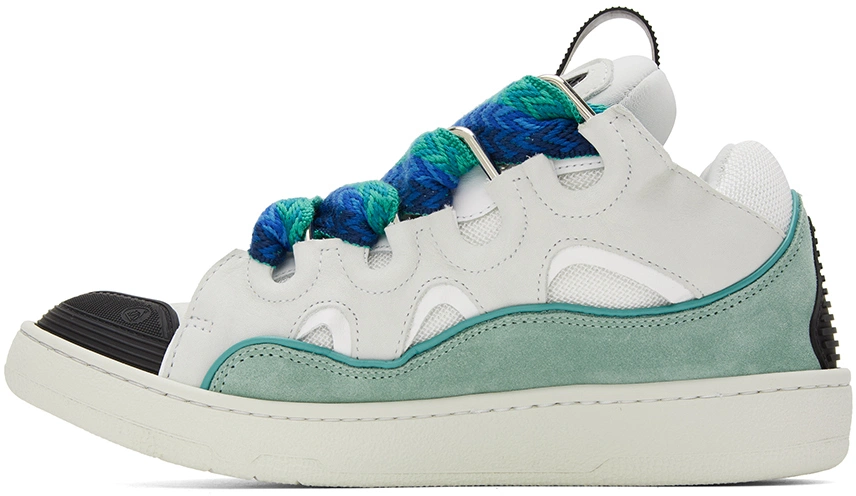 White & Blue Curb Sneakers