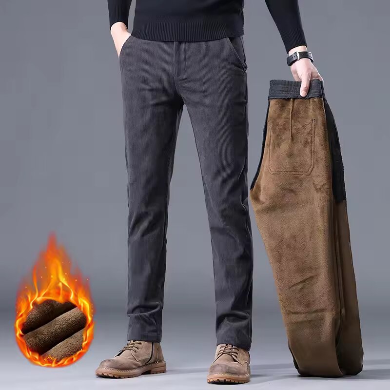 Vintage business trousers with stretch fleece lining
