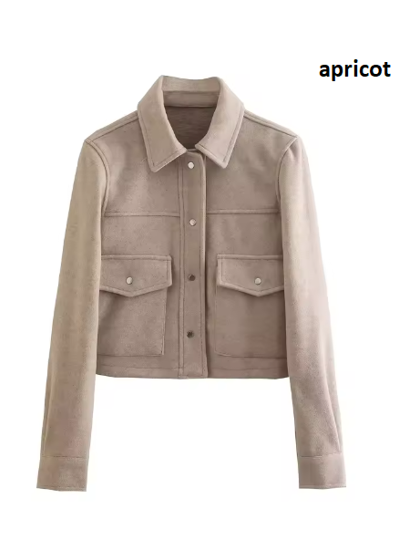 Pockets Button Long Sleeve Jacket Elegant Woman