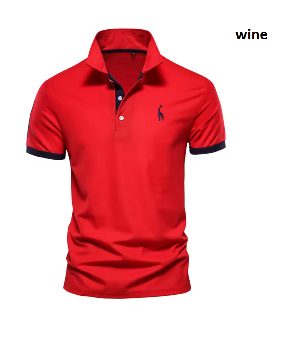 Polo Giraffe Shirt Men Quality Embroidery Summer Short