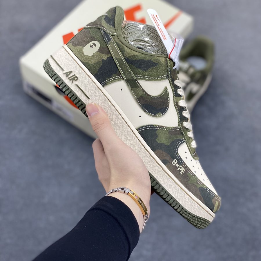 A Bathing Ape x Nike Air Force 1 07 Low co-branded jungle camouflage