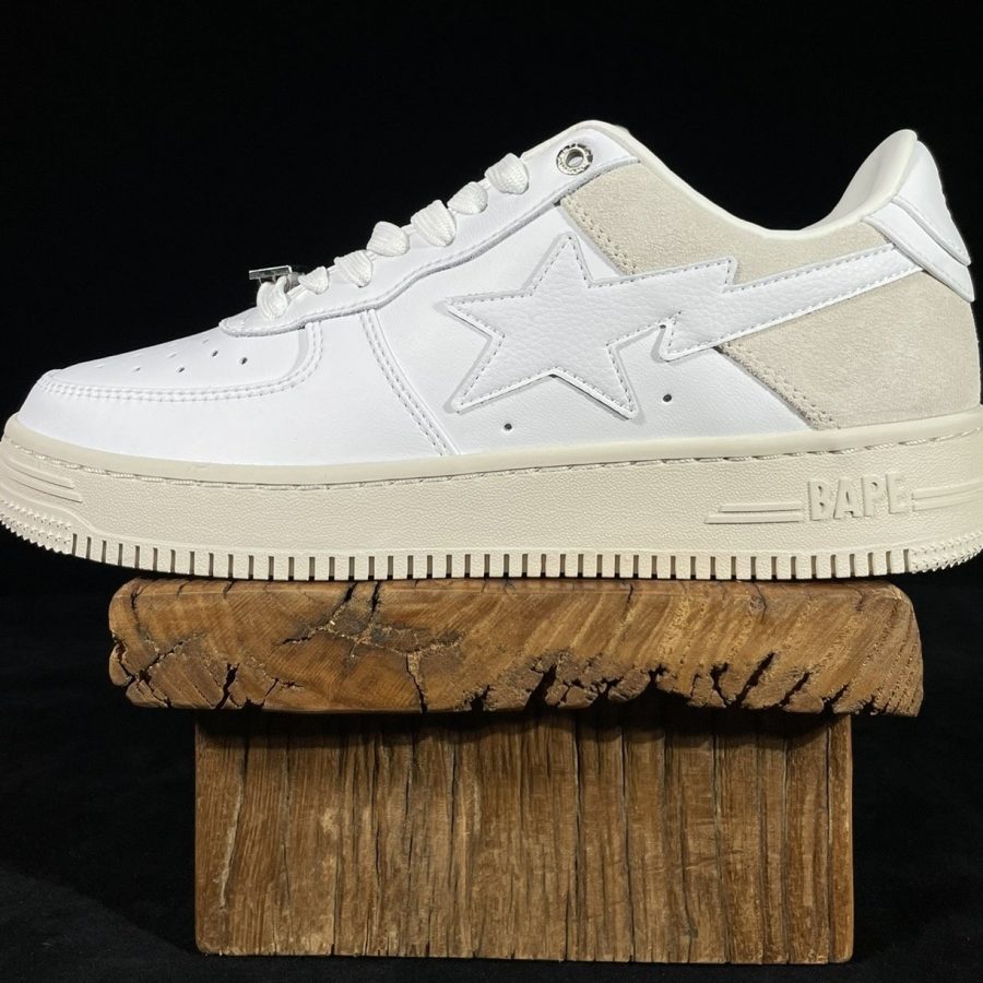 A Bathing Ape Bape Sta Low Suede Heel White