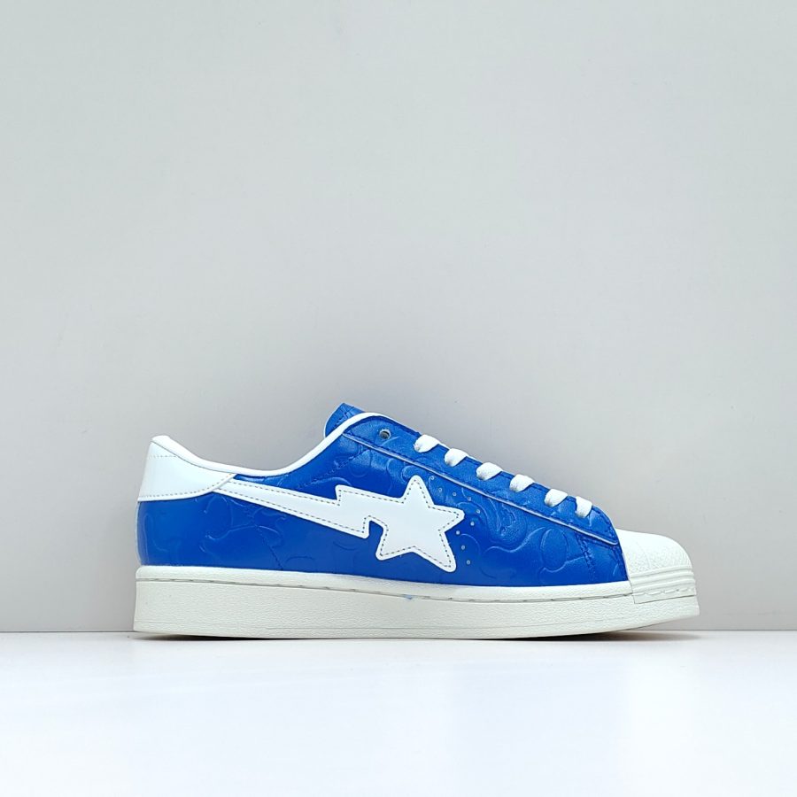 BAPE x Adidas Originals Superstar 80s Camo Joint White and Blue