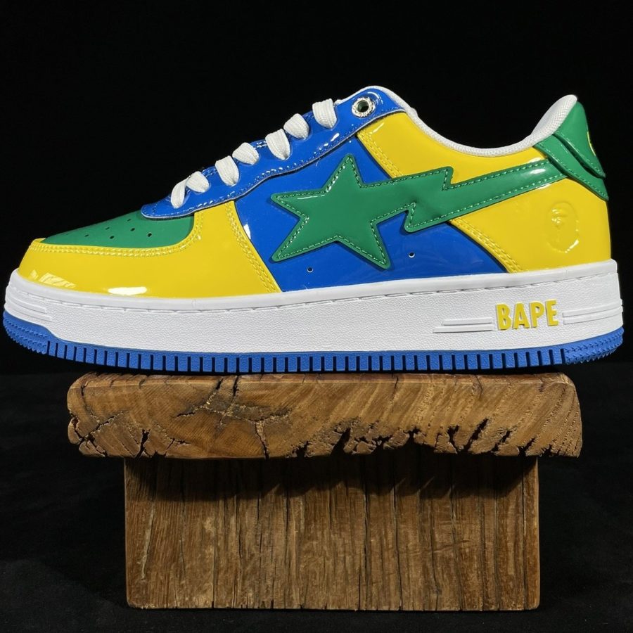 BAPE STA SK8 Yellow Green blue patent leather New version