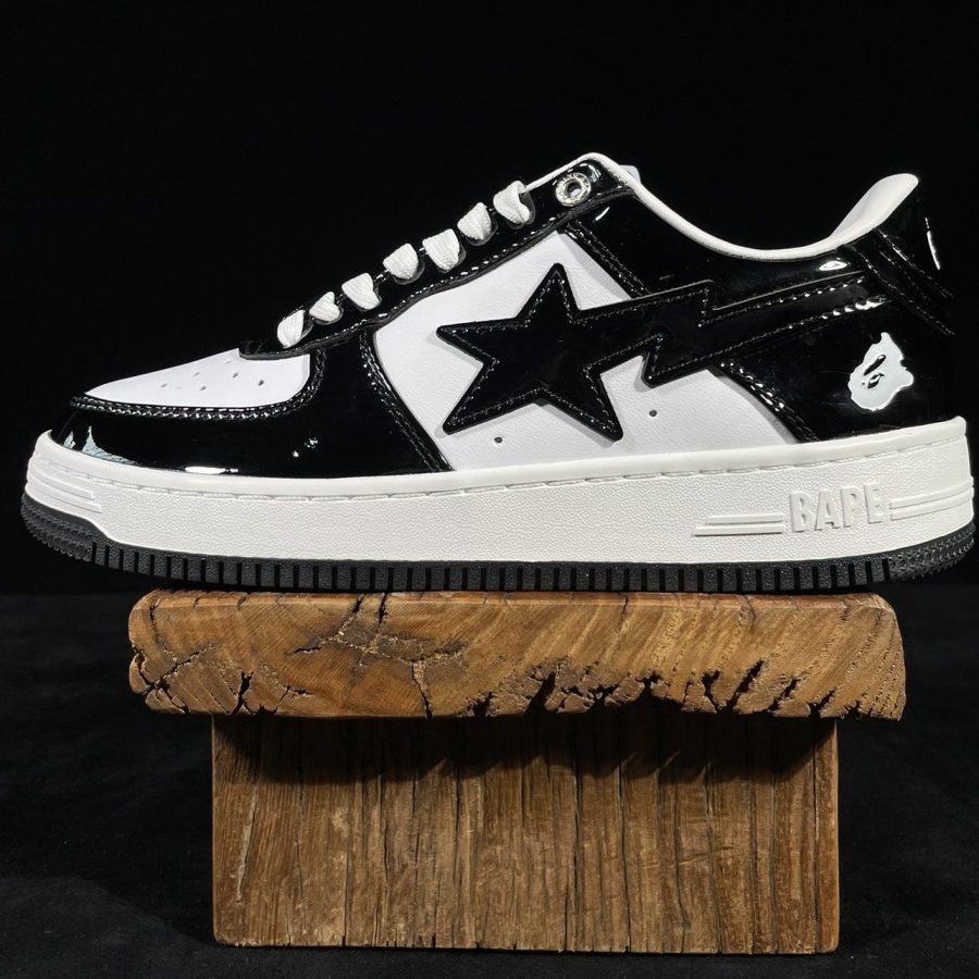 BAPE STA SK8 Black and white patent leather New version
