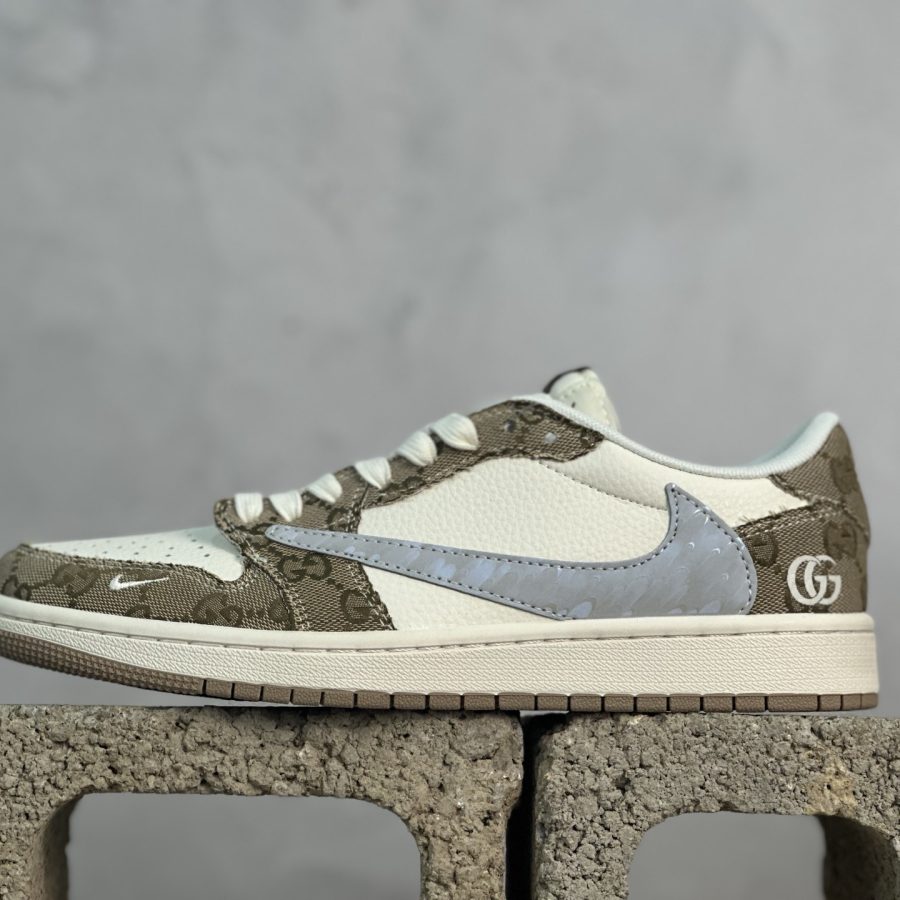 Travis Scott x Fragment Design x Air Jordan 1 Low OG SP AJ1 joint khaki denim