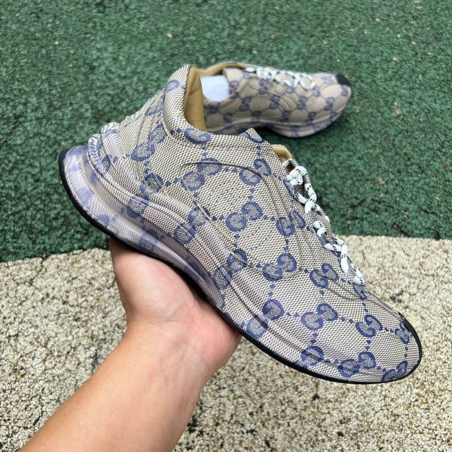 Limited quantity GG Beige Blue Monogram Run Sneaker