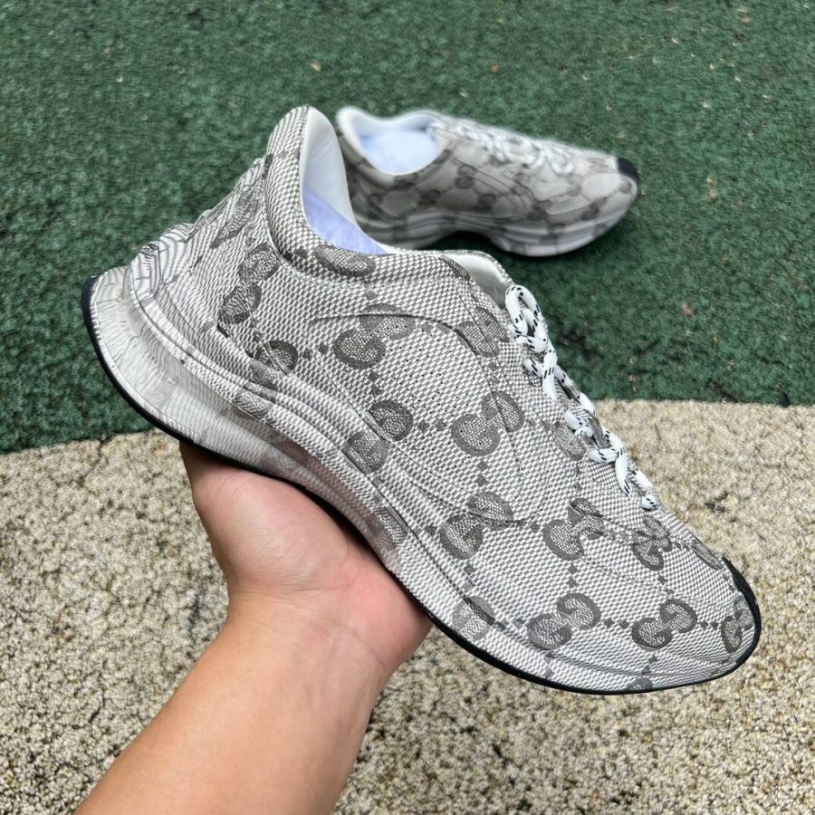 Limited quantity GG Beige Gray Monogram Run Sneaker