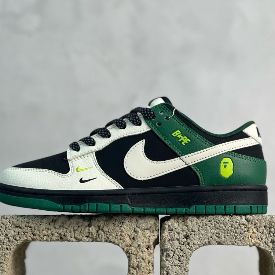 Nike SB Dunk Low Bape co-branded Beige, Black and Green
