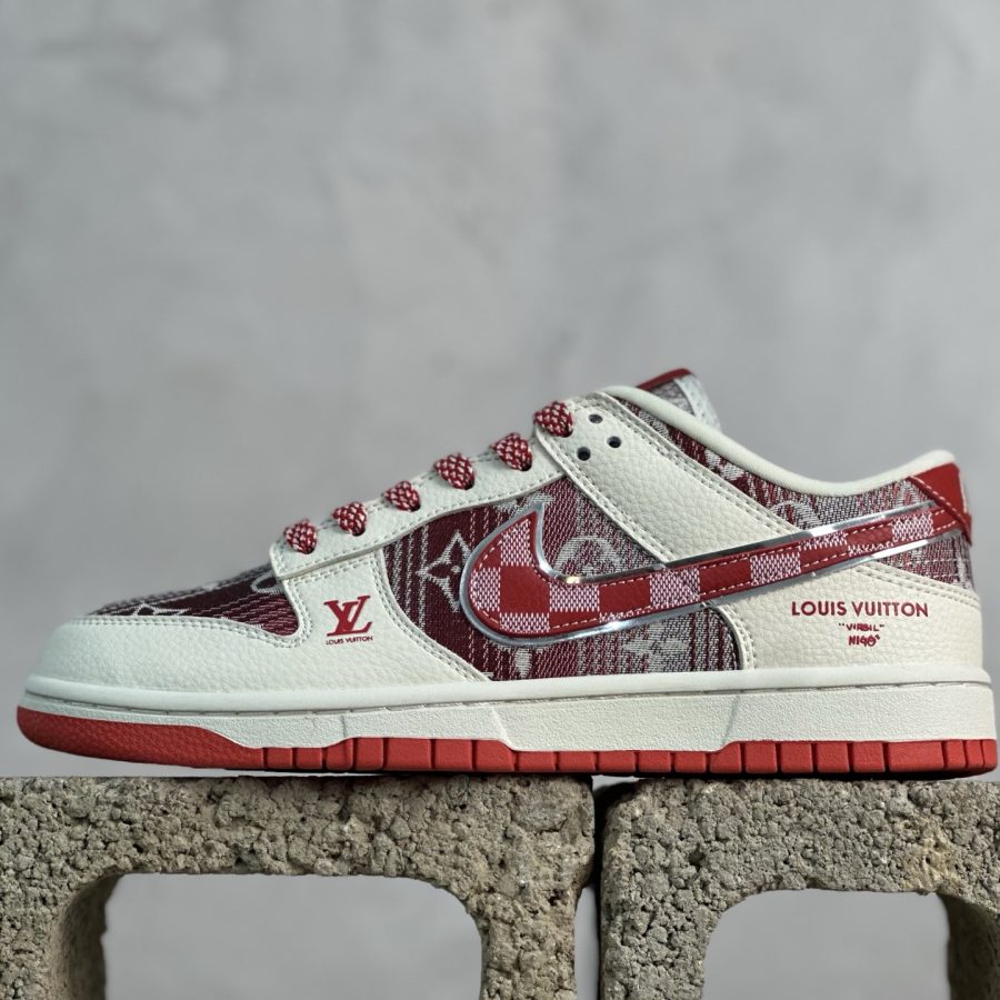 Nike SB Dunk Low Joint White and Red denim