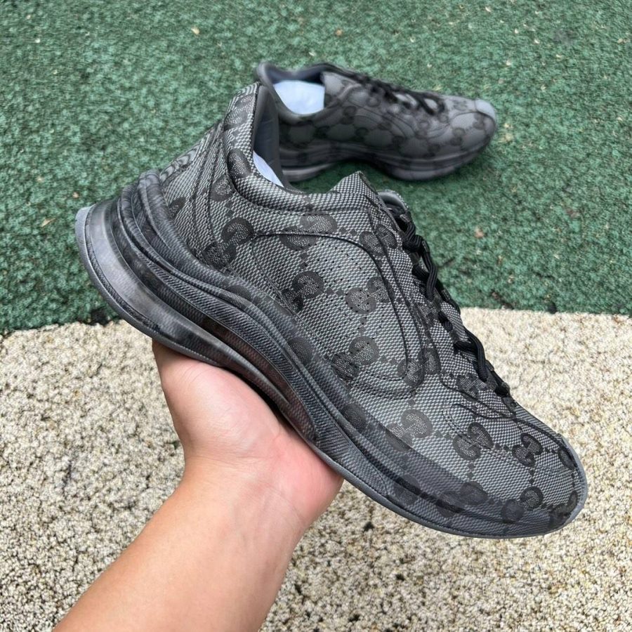 Limited quantity GG Rhyton Grey Monogram Run Sneaker