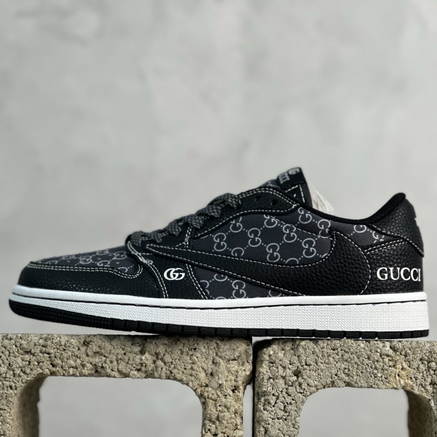 Travis Scott x Fragment Design x Air Jordan 1 Low OG SP AJ1 Collaboration Black Lychee Pattern